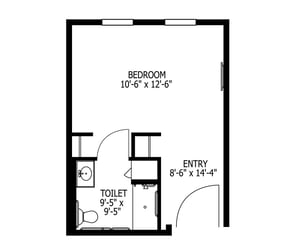 Memory care - Studio, 390 sq ft
