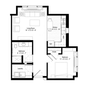 The Sundsvall - 736 sq ft, 1 bedroom, 1 bathroom