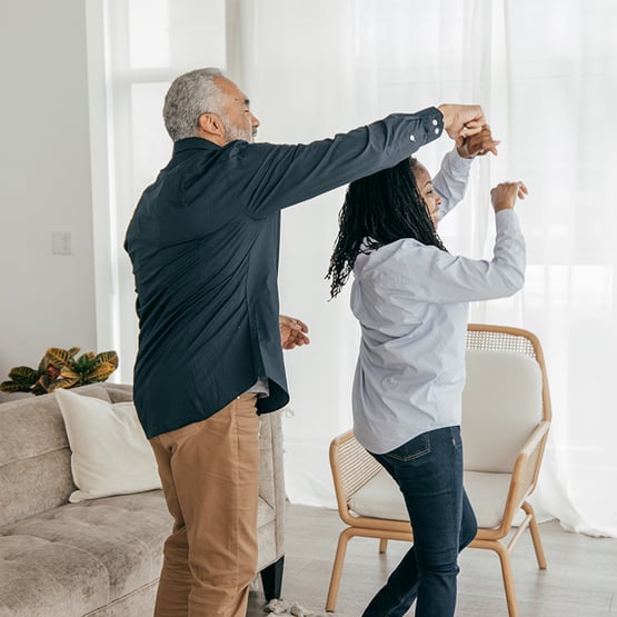 senior couple dancing