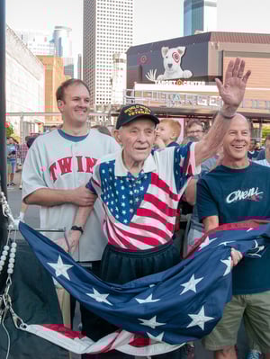man in American flag outift